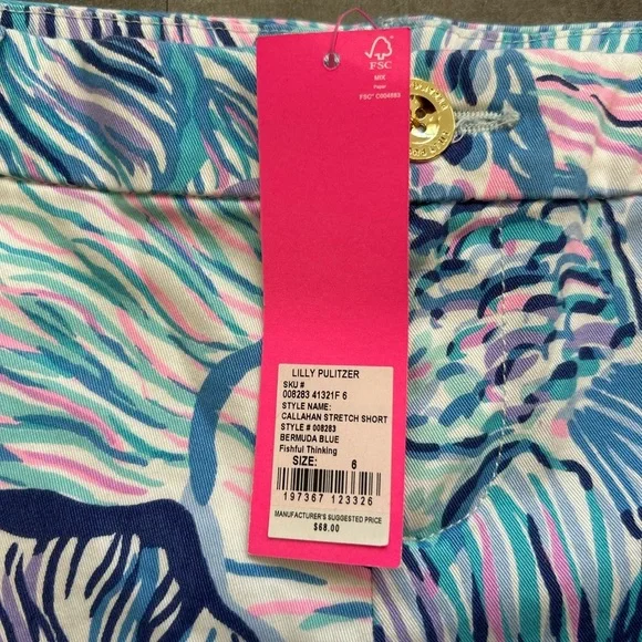 NEW Lilly Pulitzer Sz 6 Callahan Stretch Short in Bermuda Blue Fishful - Picture 5 of 8